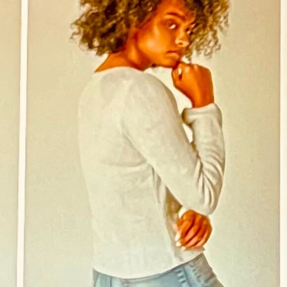 Lucky Brand Square Neck Pointelle Button Front Top in Gray (XS) New with Tag - Picture 4 of 15